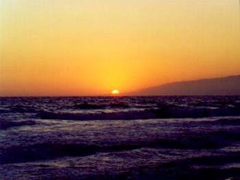Der Sonnenuntergang in Santa Monica