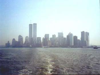 Die Skyline von Manhatten vom Boot aus