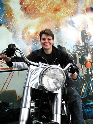 Ich auf der Harley aus "Terminator"