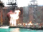 Kulisse der Waterworld-Show